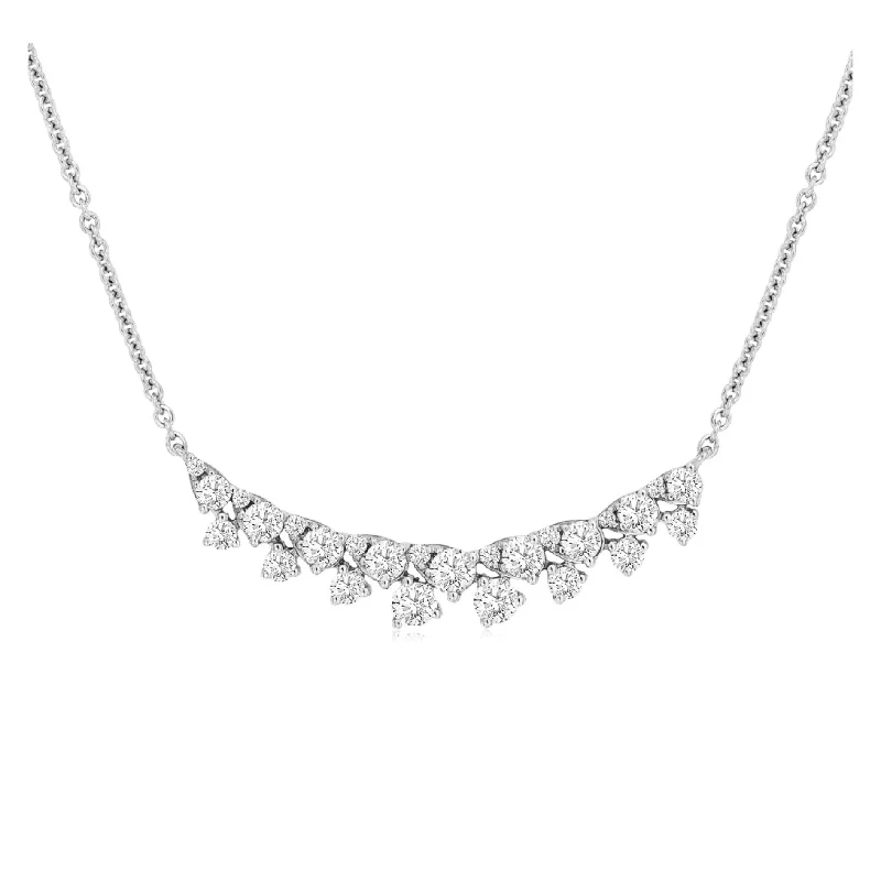 Scattered Diamond Cluster Bar Necklace