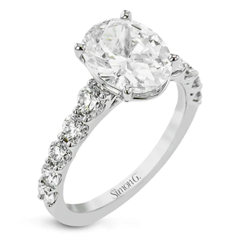 Simon G. 18k Oval-Cut Engagement Ring with Diamonds