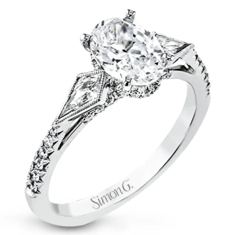 Simon G. 18k Oval-Cut Three Stone Engagement Ring