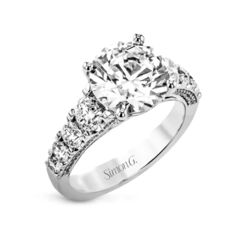 Simon G. 18k Round-Cut Engagement Ring with Diamonds