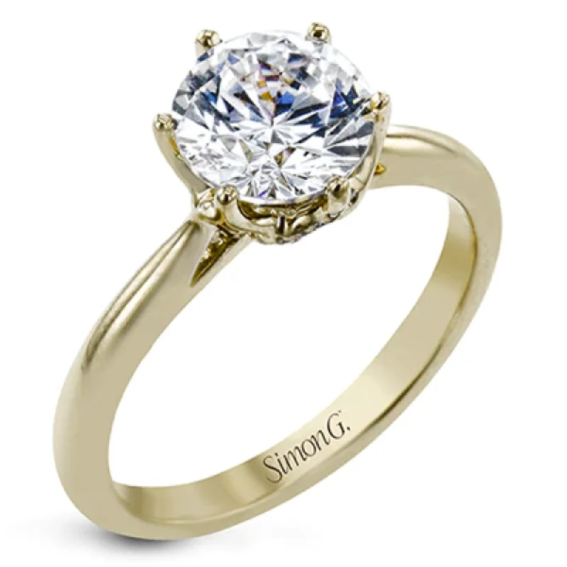 Simon G. 18k Round-Cut Solitaire Engagement Ring with Diamonds