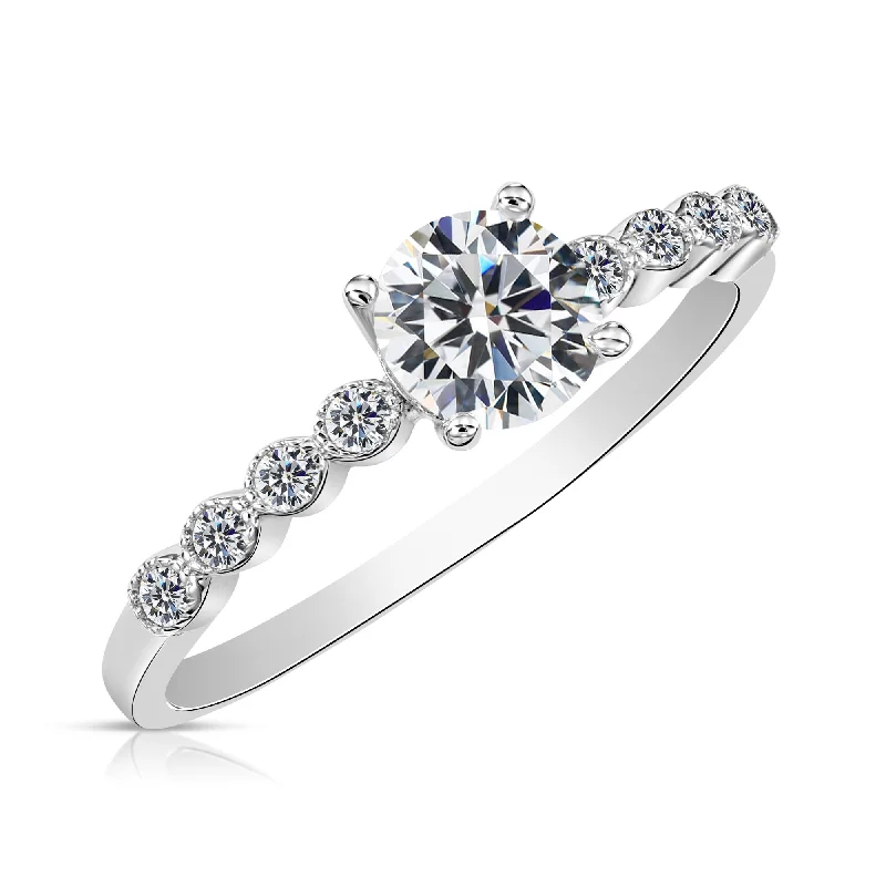 CZ Thin Band Engagement Ring in Sterling Silver