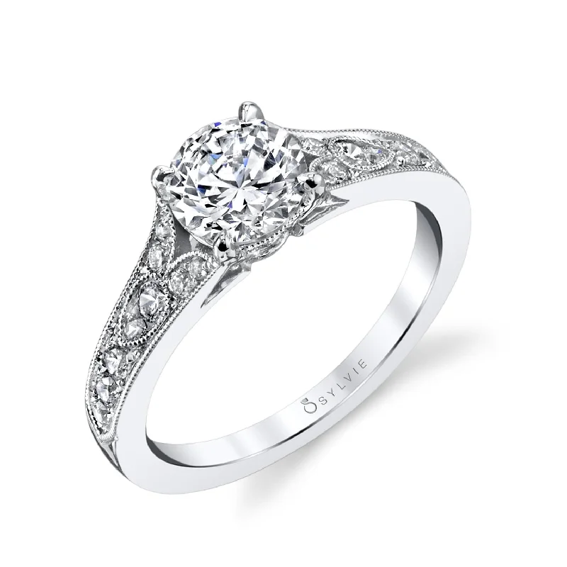 Sylvie Collection 14K Round Engagement Ring Setting .30tw