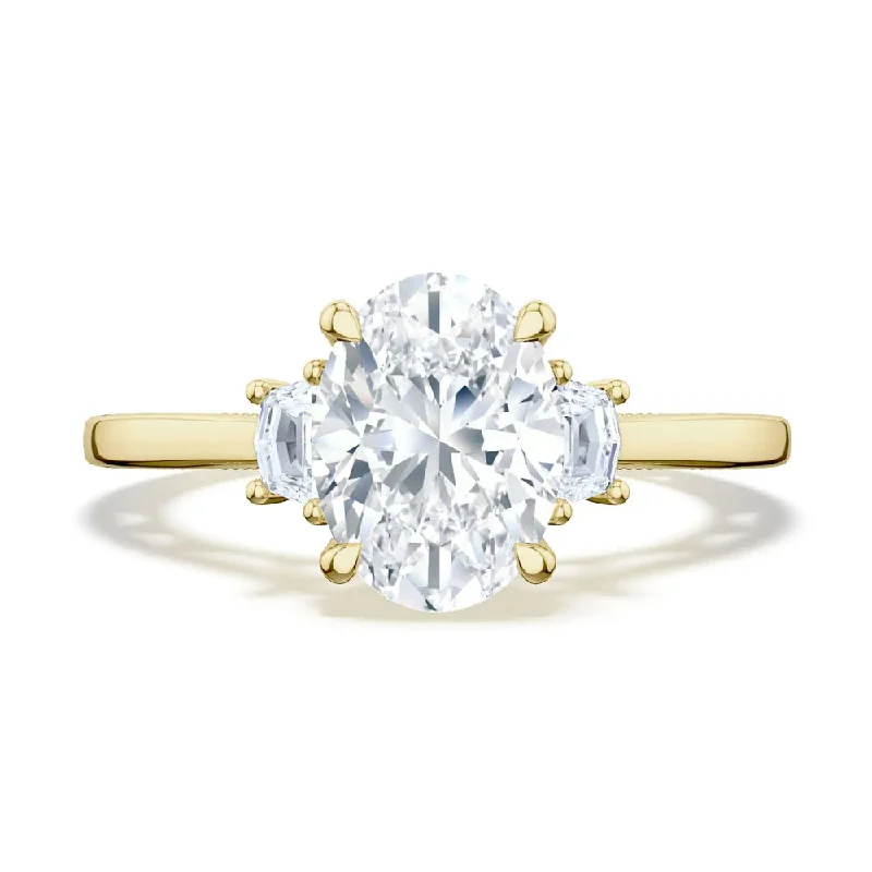 Tacori 18k Lunetta Crescent Oval 3-Stone Engagement Ring