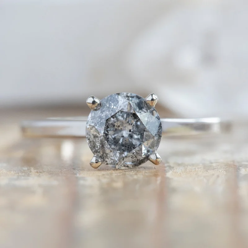 The Bryn Ring | 1.01ct Round Salt and Pepper Diamond in 14K White Gold