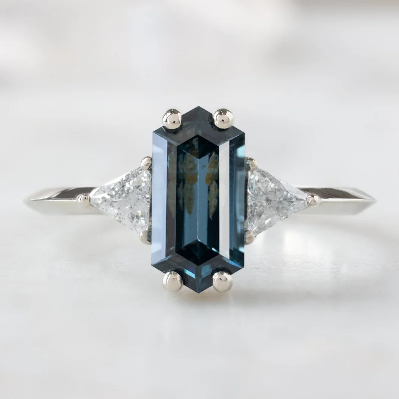 The Jade Ring | 1.11ct Hexagonal Blue Spinel in 14K White Gold