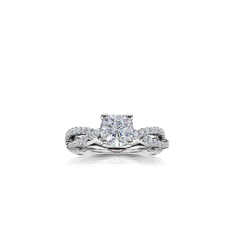 The Studio Collection 14K White Gold Cushion Cut Diamond Twist Shank Engagement Ring