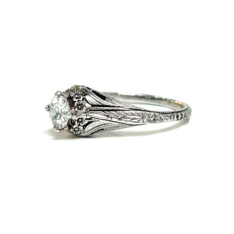 Floral Diamond Engagement Ring .40 ct