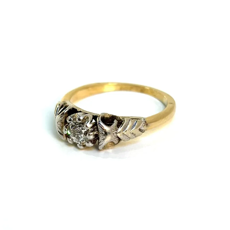 Art Deco Triangular Two-Tone Diamond Ring .35 ct