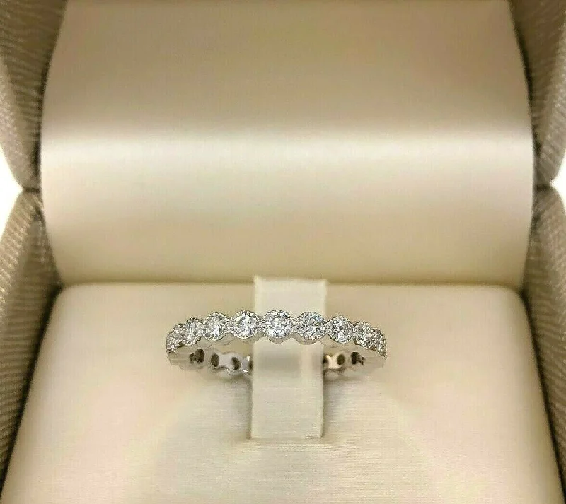 1.14 Carats t.w. Diamond Stack/Eternity Ring 14K White Gold Round Diamonds