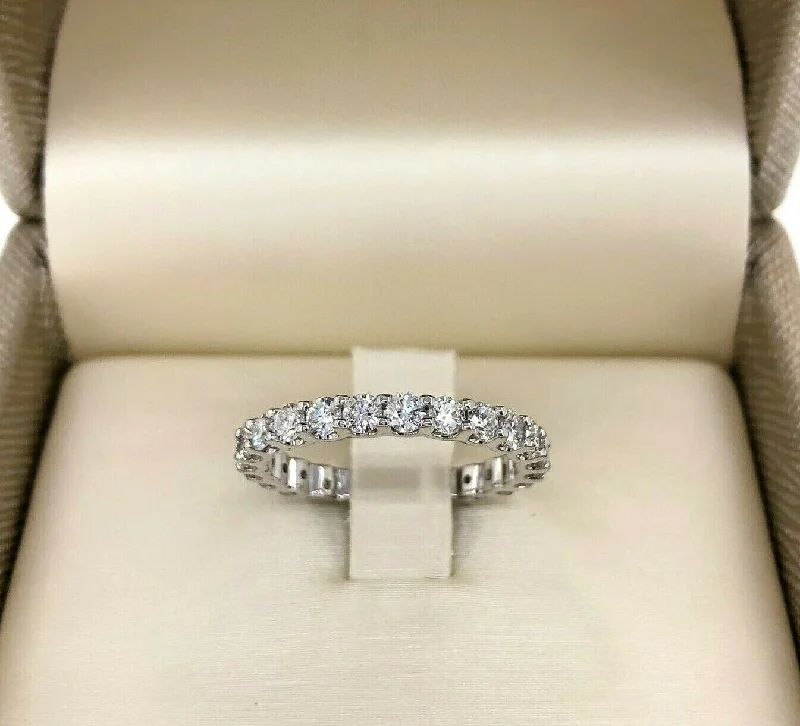 1.38 Carats t.w. Diamond Stack/Eternity Ring 14K White Gold Round Diamonds