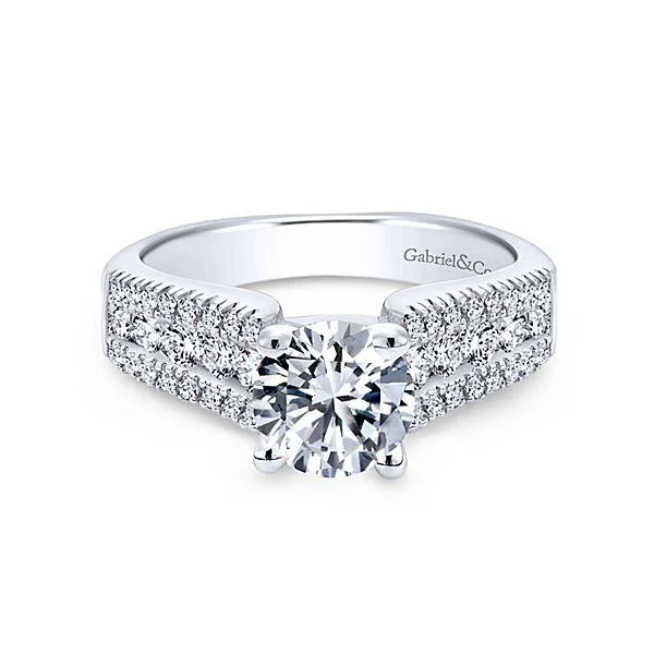 Triple Row Round Diamond Ring .49Cttw 14K White Gold 42A