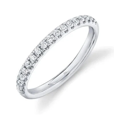 14K White Gold 0.25cttw Round Diamond Wedding Band