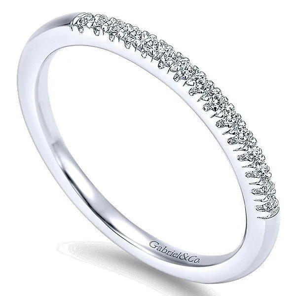 French Pave Diamond Band 1/10 Cttw 14K White Gold 206B