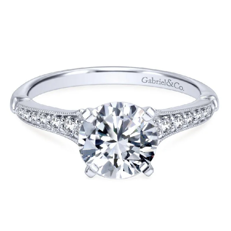 Pointed Shank Round Diamond Ring .19 Cttw 14K White Gold 369A