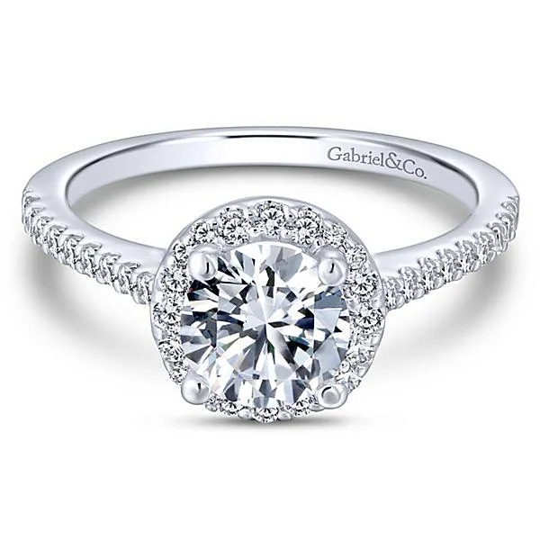 Classic Pave Halo Diamond Ring .27 Cttw 14K White Gold 462A