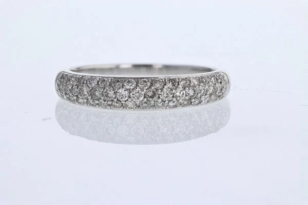 Multi Row Pave Set .5 Cttw Diamond Ring 14k White Gold