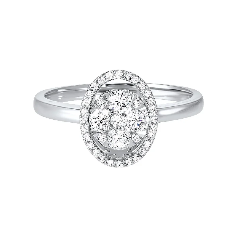 Oval Halo Cluster Ring .50 Cttw 14k White Gold