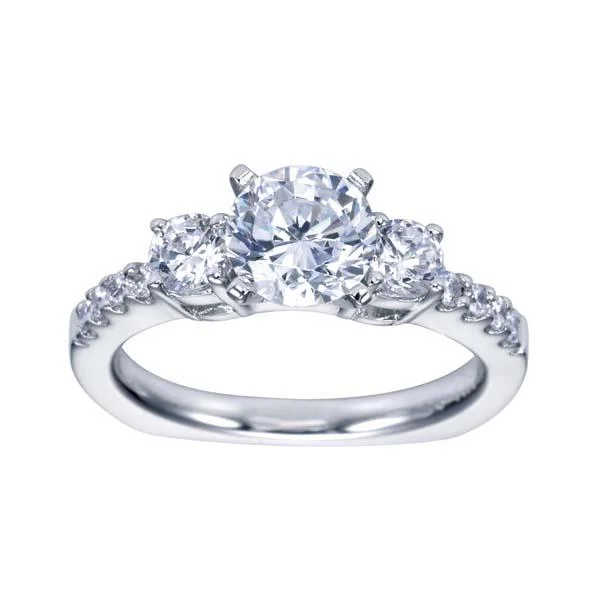 3-stone Diamond Engagement Ring 1.55 Cttw 14K White Gold