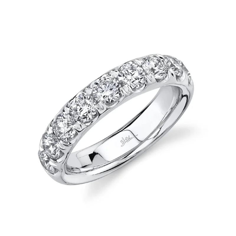 14K White Gold 1.90cttw 9 Stone Round Diamond Wedding Band