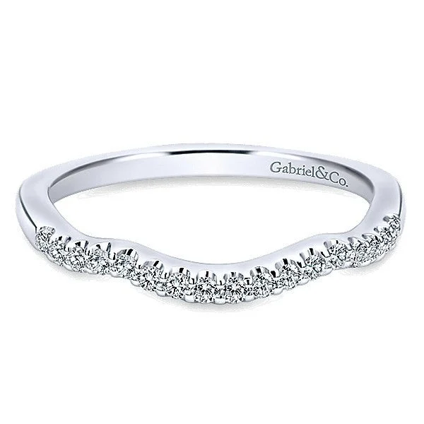 Contoured Pave Diamond Band .16 Cttw 14K White Gold 198B