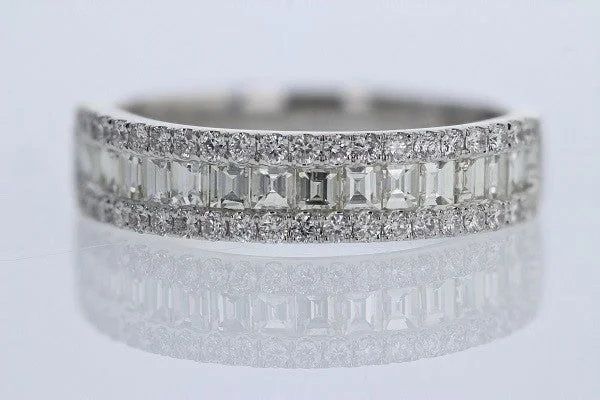 Baguette And Round 1 Cttw Diamond Ring 14k White Gold