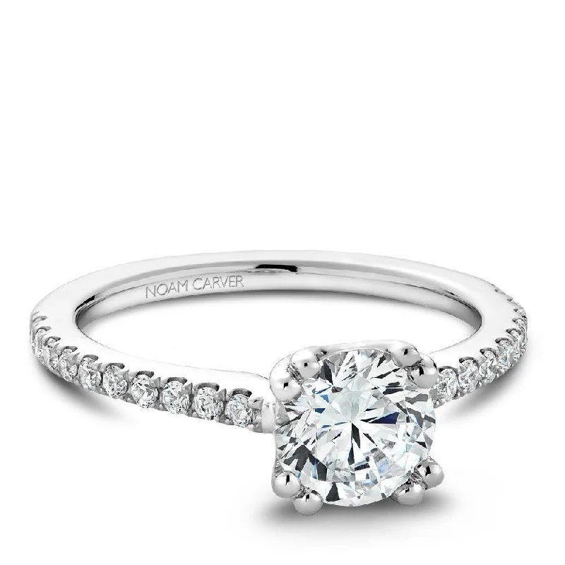 Diamond Engagement Ring 14K White Gold 819A