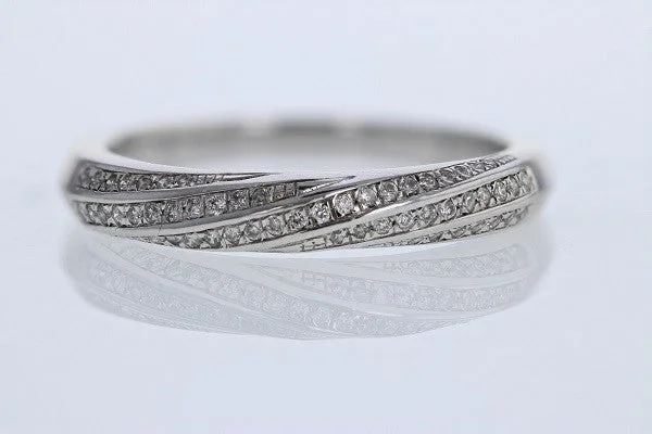 Crossover Stackable .28cttw Diamond Ring 14k White Gold