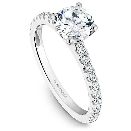 Prong Set Diamond Engagement Ring 14K White Gold 836A