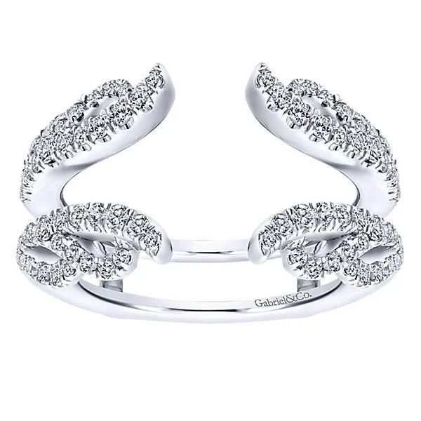 French Pave Set Winged Diamond Jacket Wedding Band 14K White Gold