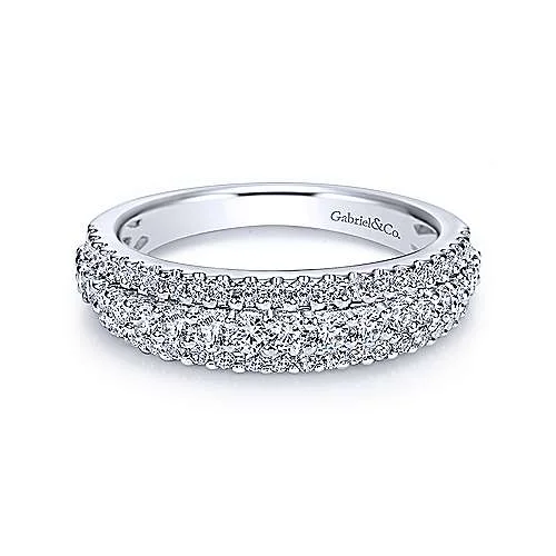 Triple Row Diamond Ring .70 Cttw 14K White Gold 41B