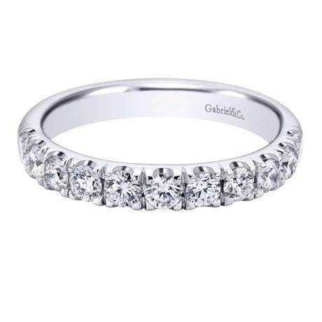 French Pave Diamond Band .75 Cttw 14K White Gold