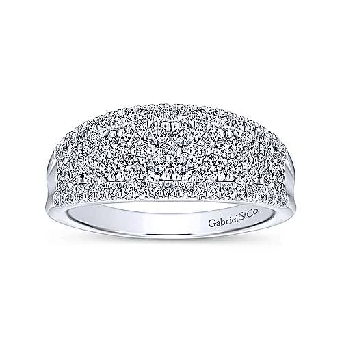 Curved Fashion Diamond Ring .80 Cttw 14K White Gold