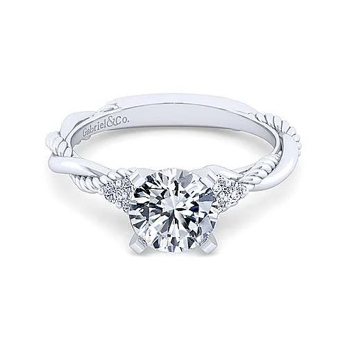 Round Twisted Shank Diamond Ring .12 Cttw 14K White Gold 195A