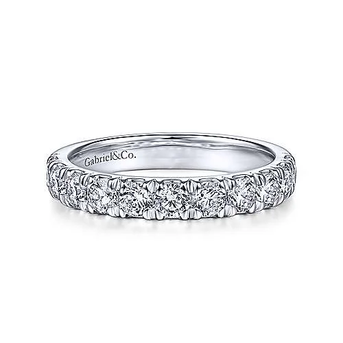 Prong Set Round Diamond Wedding Band 14K White Gold