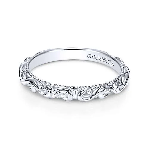 Ornate Wedding Band 14K White Gold 148B | Mullen Jewelers