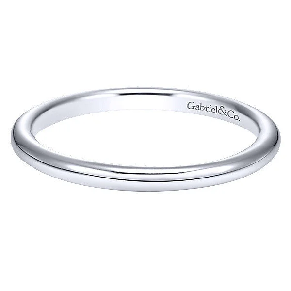 Polished Rounded Wedding Band 14K White Gold 184B