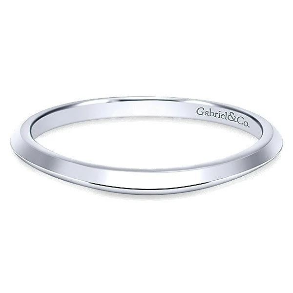 Polished Thin Edge Wedding Band 14K White Gold 203B