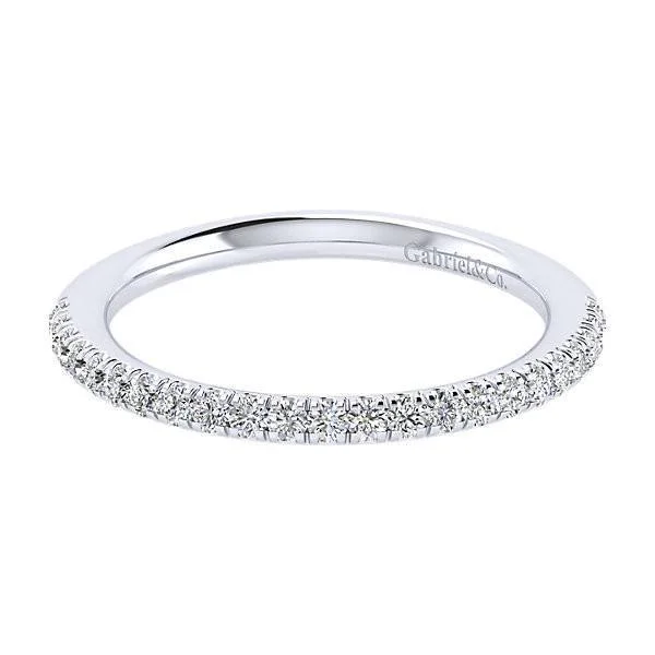 Straight Pave Set Diamond Band 1/4 Ct 14K White Gold 307B