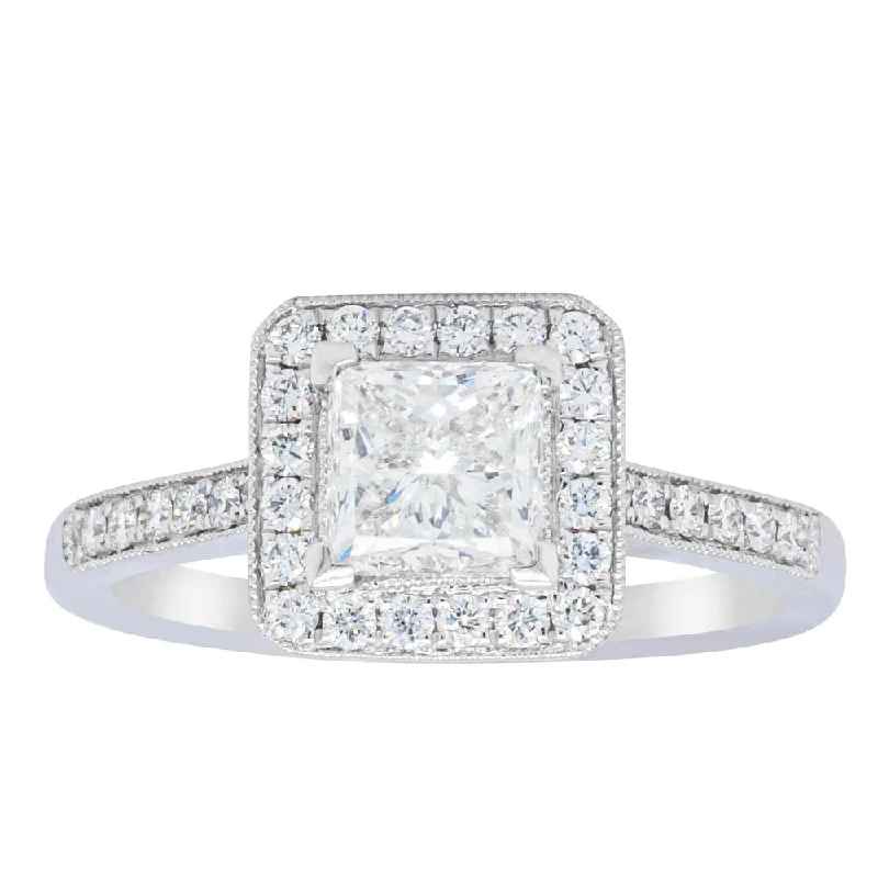 18ct White Gold 1.00ct Princess Cut Diamond Mandalay Ring