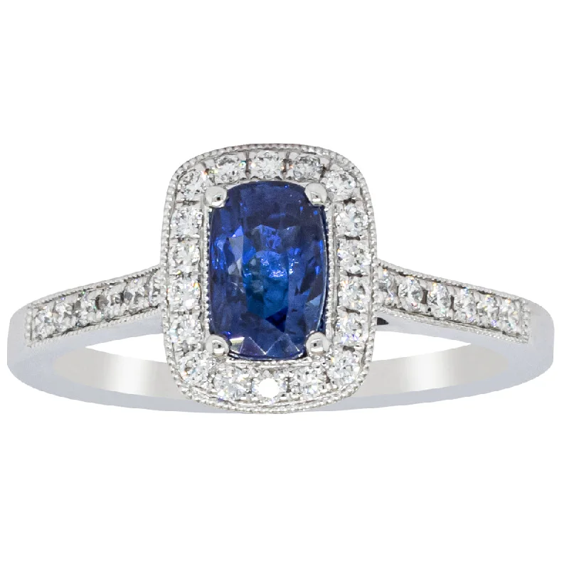 18ct White Gold 1.12ct Sapphire & Diamond Aria Ring