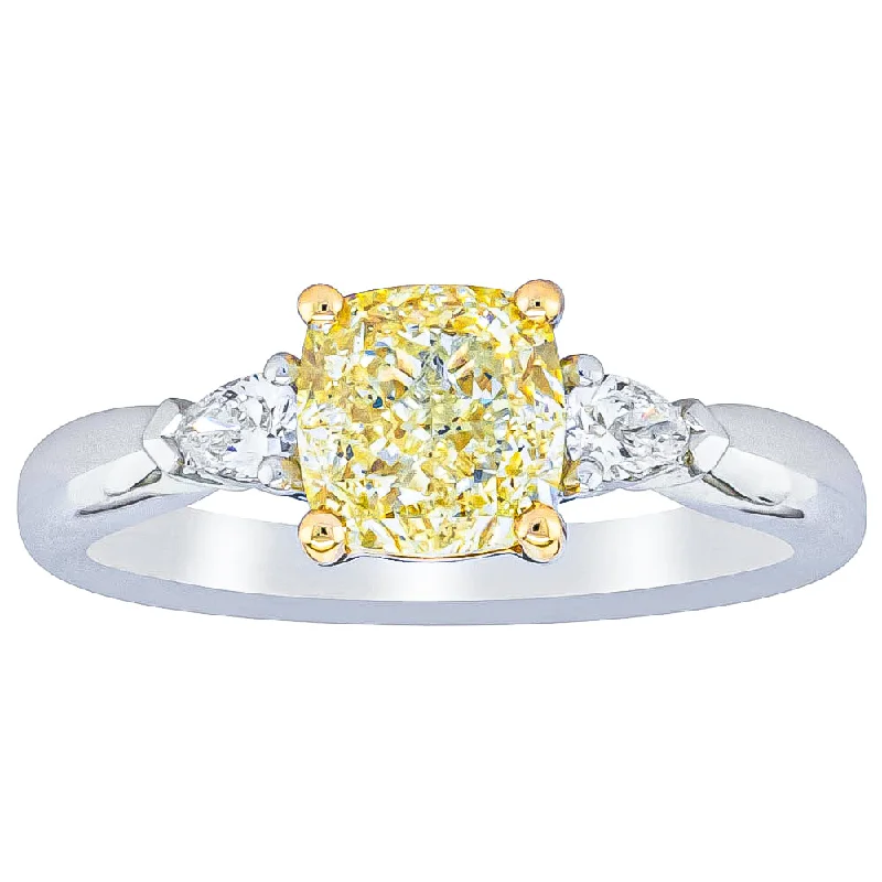 18ct White Gold 1.73ct Cushion Cut Yellow Diamond Ayla Ring