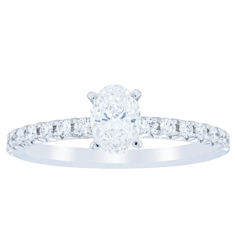 18ct White Gold .50ct Oval Cut Diamond Comet Ring