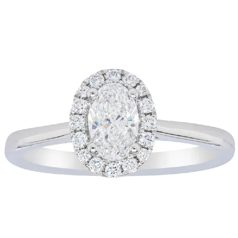 18ct White Gold .50ct Oval Cut Diamond Nina Ring