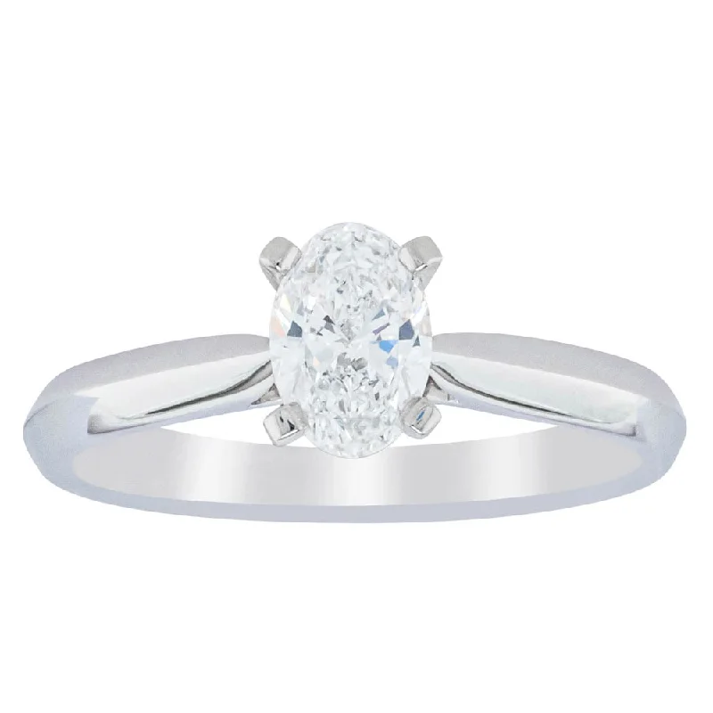 18ct White Gold .59ct Oval Cut Diamond Venetian Ring