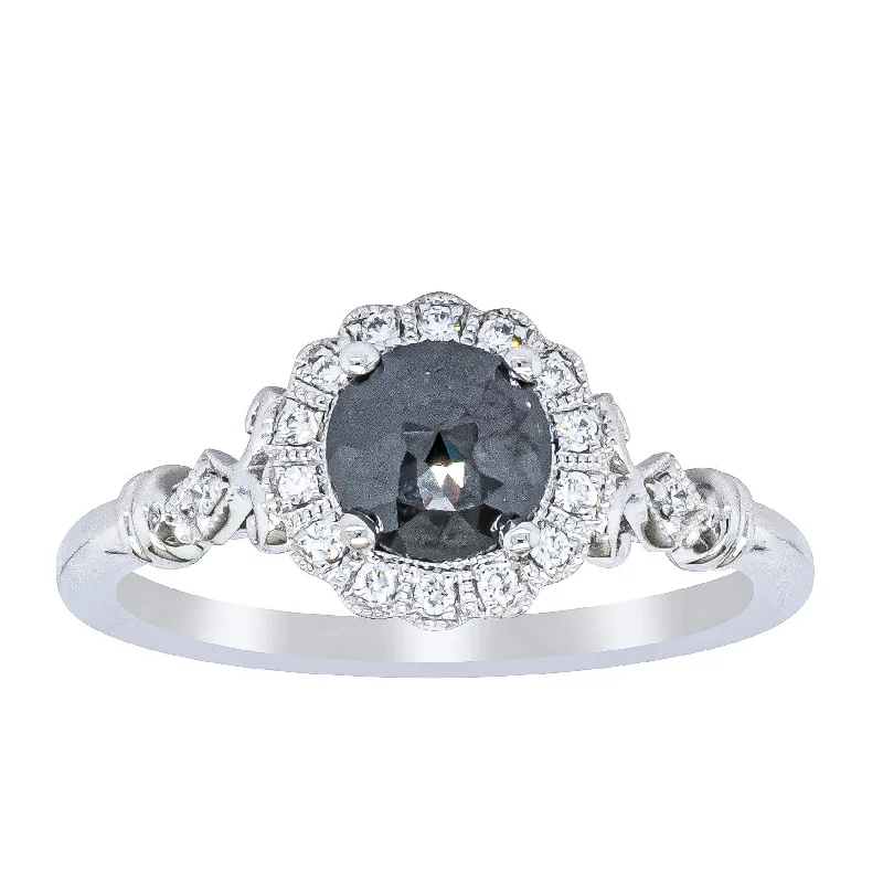 18ct White Gold .70ct Black Diamond Versailles Ring