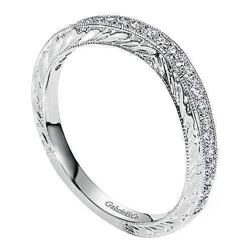 Engraved Shank Diamond Band .19Cttw 14K White Gold  144B