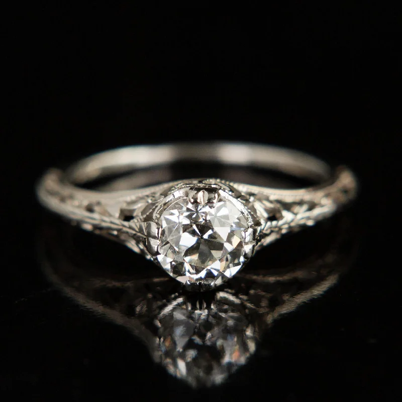 Art Deco Diamond Solitaire | 18k White Gold | circa 1935