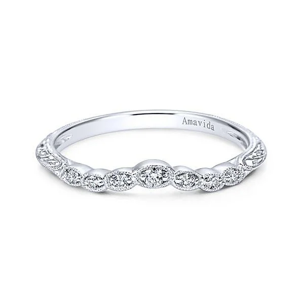 Amavida Inspired  Diamond Wedding Ring 18K White Gold 501B