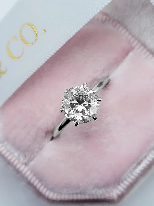 2.01 Carats Lab Grown Round Brilliant Cut Solitaire Diamond Engagement Ring in White Gold